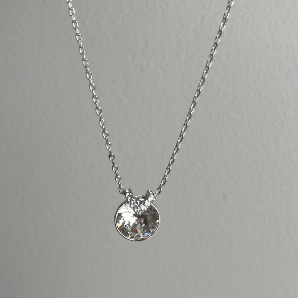 Swarovski Silver Solitaire Pendant Crystal Necklace